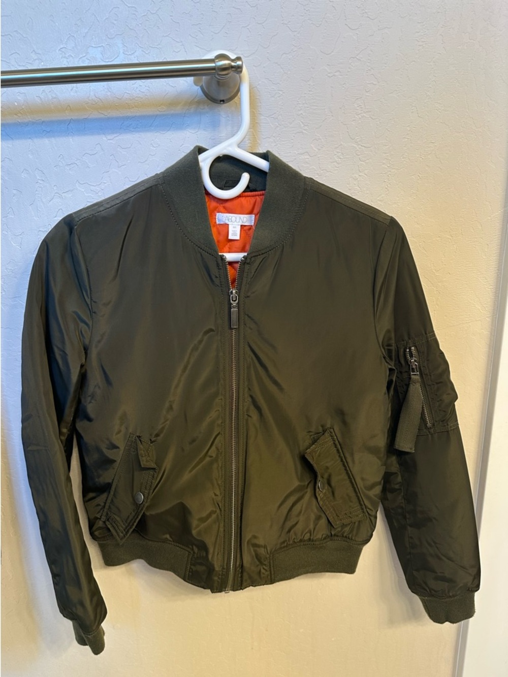 Abound Olive Green Bomber Jacket with Orange Lining